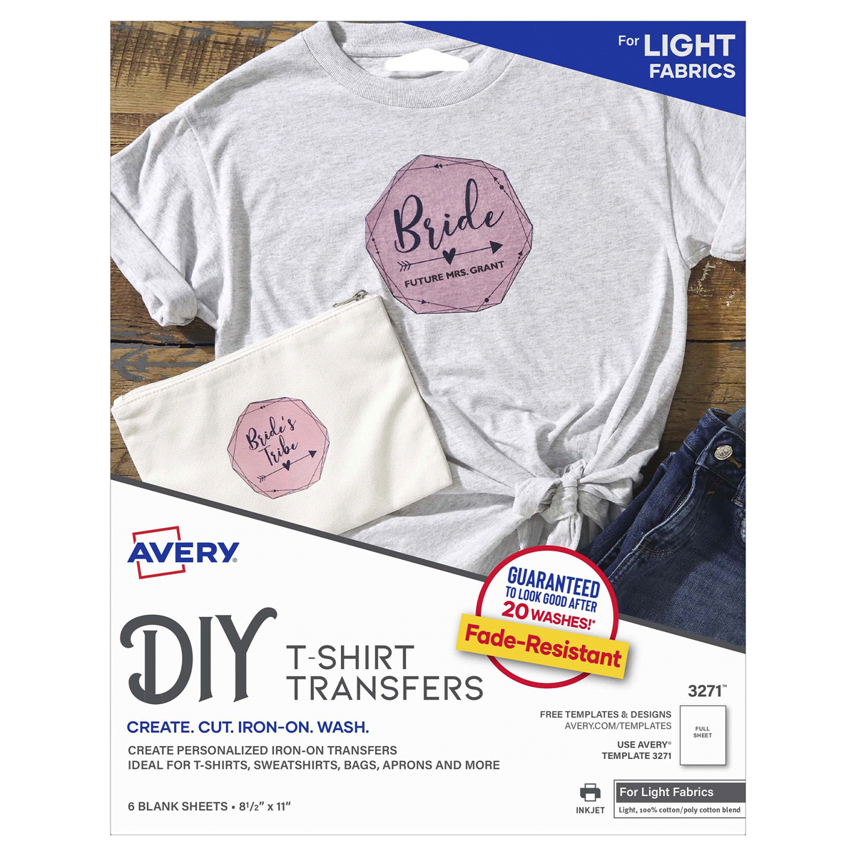 slide 1 of 2, Avery Ink Jet T-Shirt Transfers 8.5 X 11 Inch, 6 ct