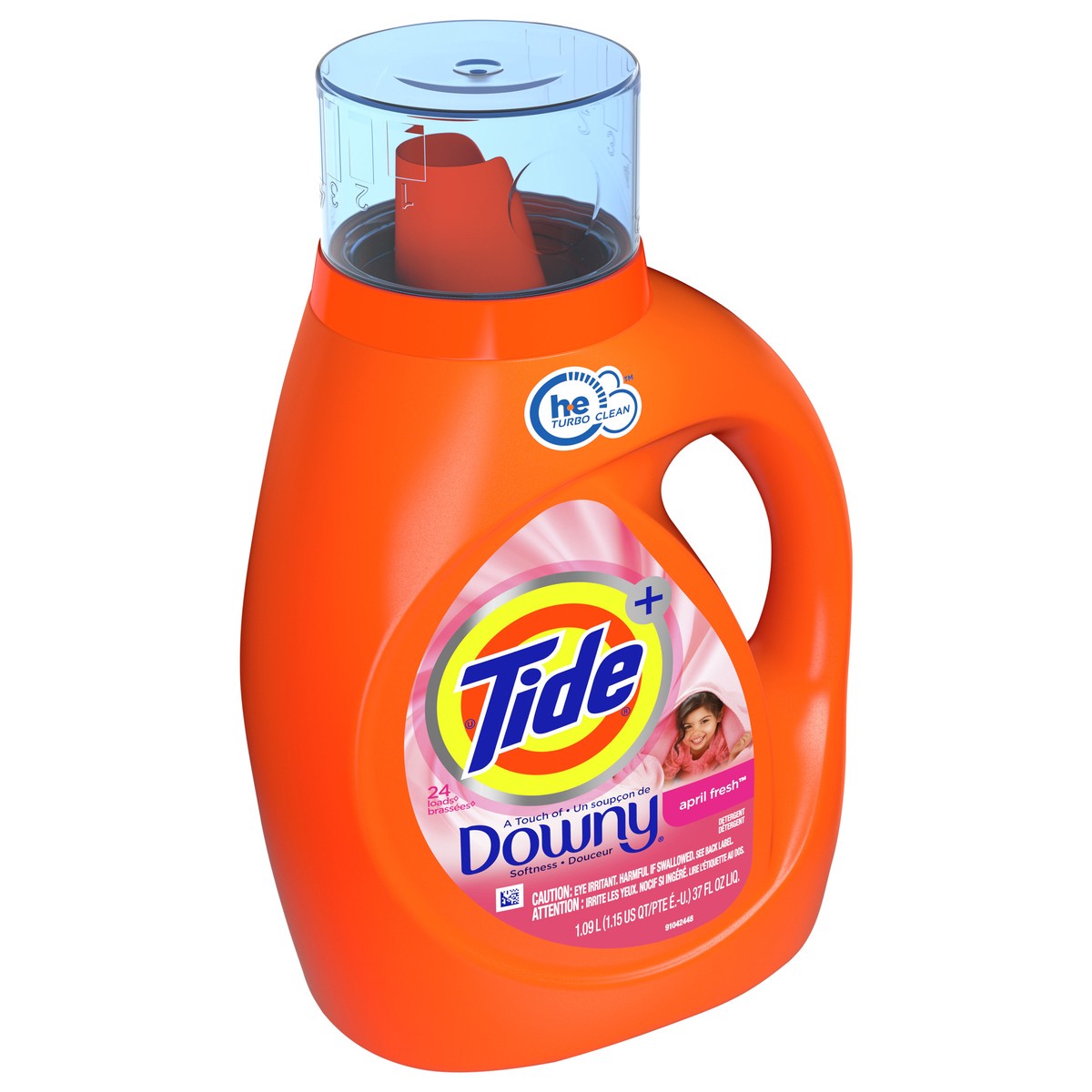 slide 2 of 5, Tide plus Downy, Liquid Laundry Detergent, April Fresh, 37 fl oz, 24 loads, HE Compatible, 37 fl oz