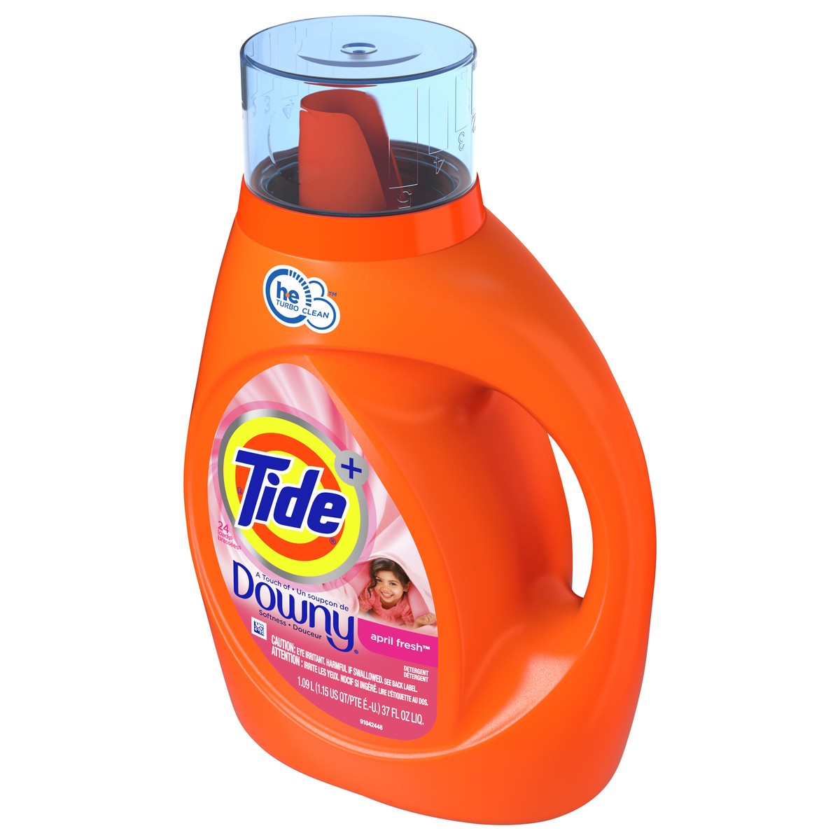 slide 3 of 5, Tide plus Downy, Liquid Laundry Detergent, April Fresh, 37 fl oz, 24 loads, HE Compatible, 37 fl oz