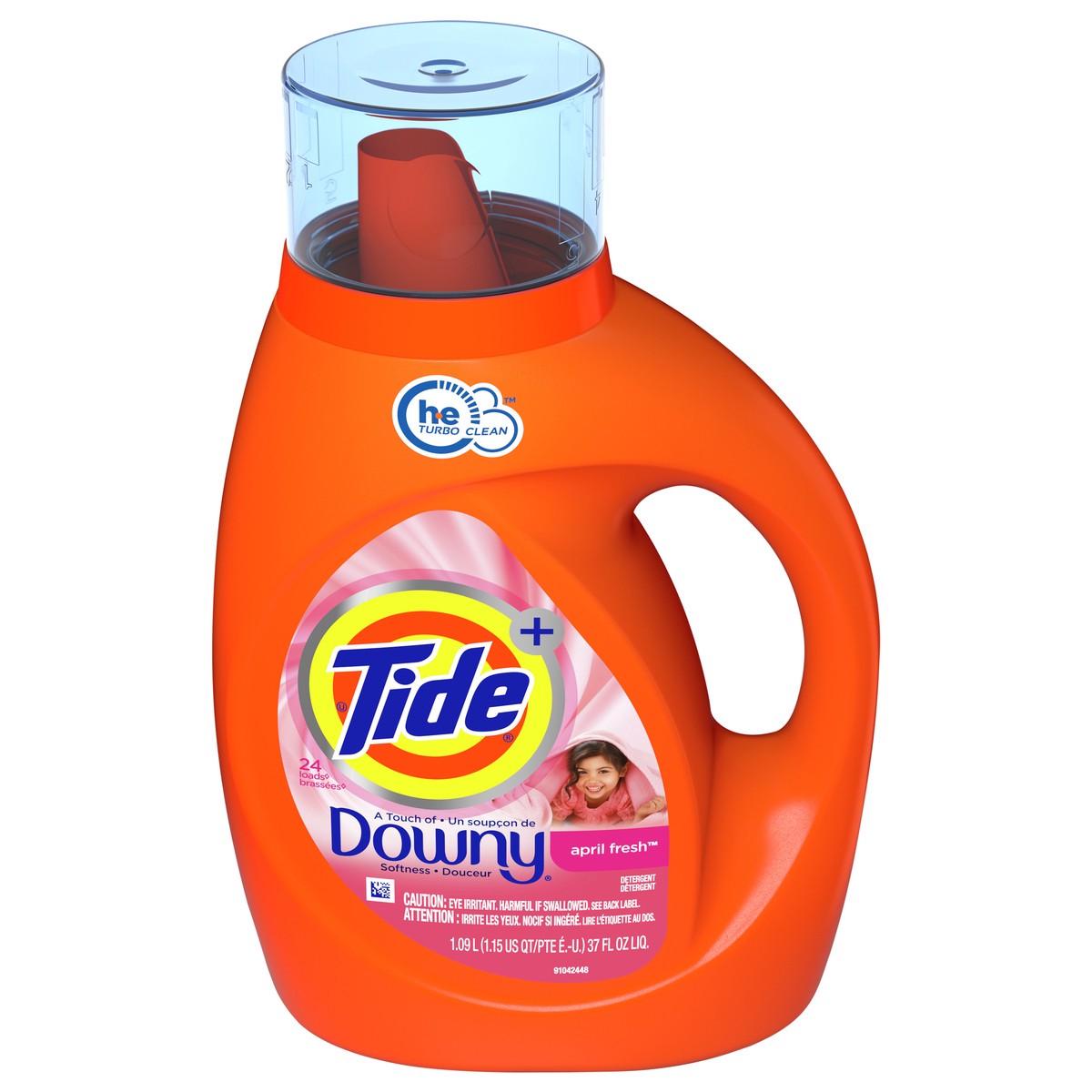 slide 1 of 5, Tide plus Downy, Liquid Laundry Detergent, April Fresh, 37 fl oz, 24 loads, HE Compatible, 37 fl oz