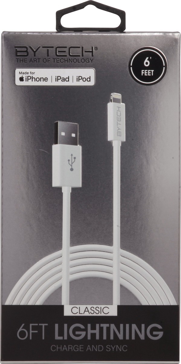 slide 6 of 9, Bytech Heavy Duty Mfi Cable White, 6 ft