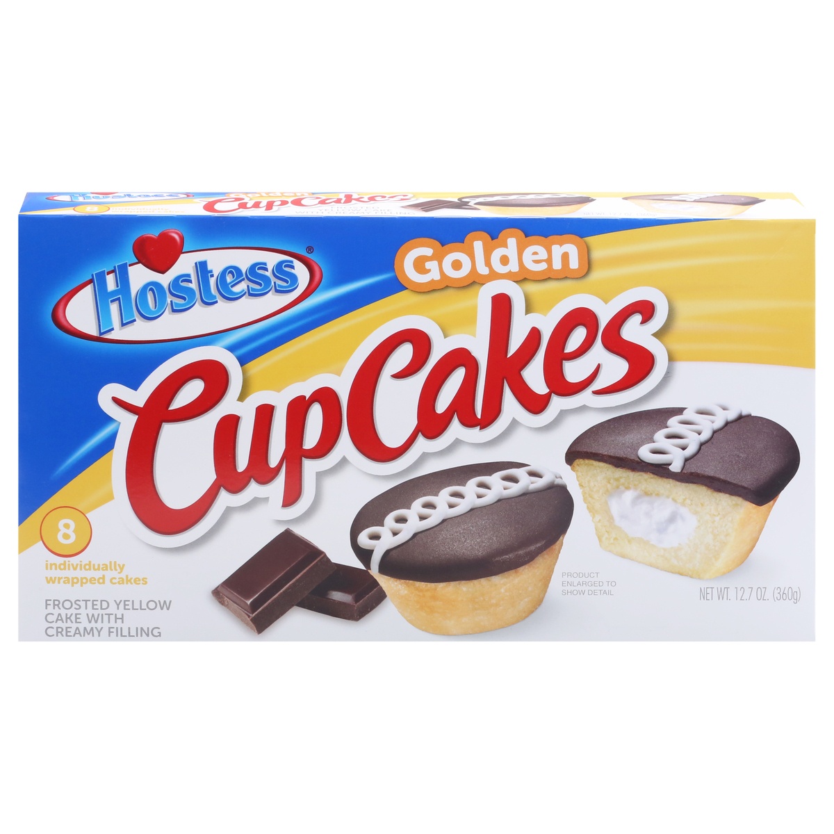 slide 1 of 1, HOSTESS Golden Cupcakes, Creamy Filling - 8 Count , 12.7 oz, 