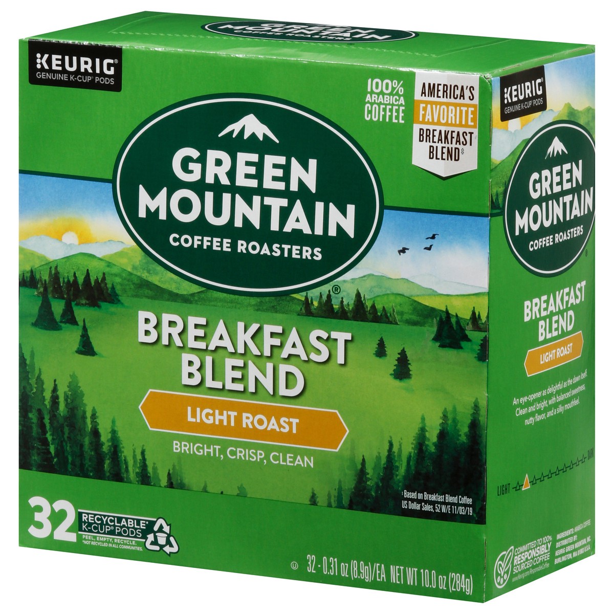 slide 3 of 9, Green Mountain Coffee Roasters Breakfast Blend Light Roast K-Cup Pods, 32 ct