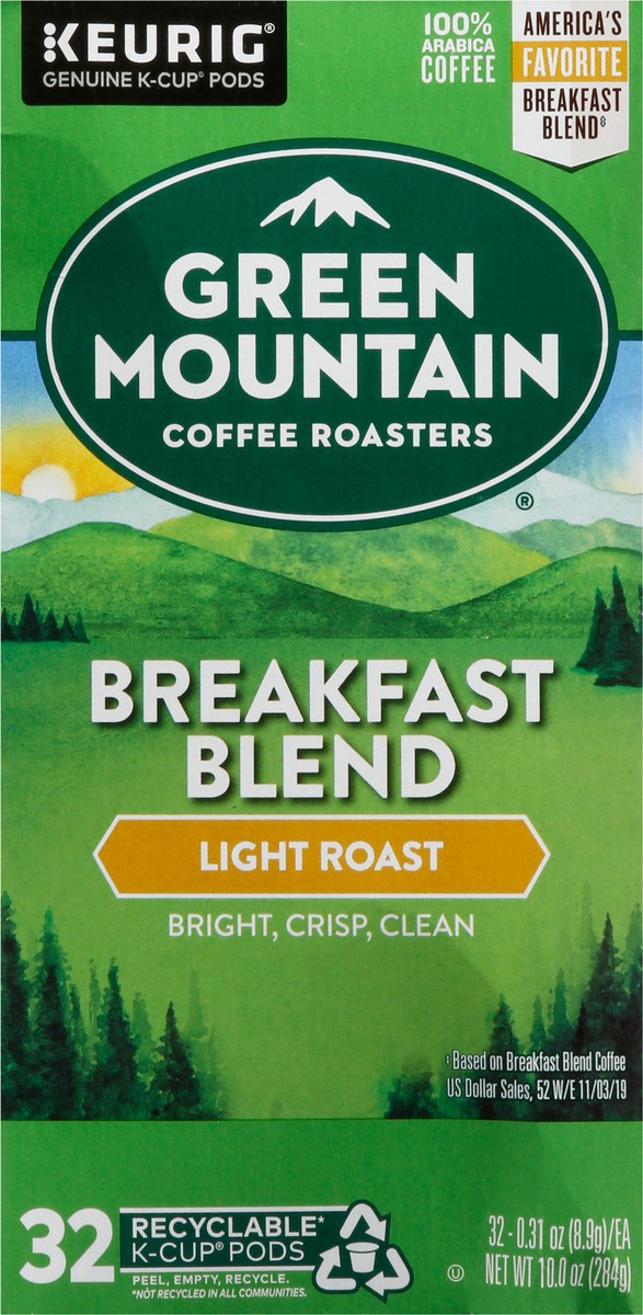 slide 6 of 9, Green Mountain Coffee Roasters Breakfast Blend Light Roast K-Cup Pods, 32 ct