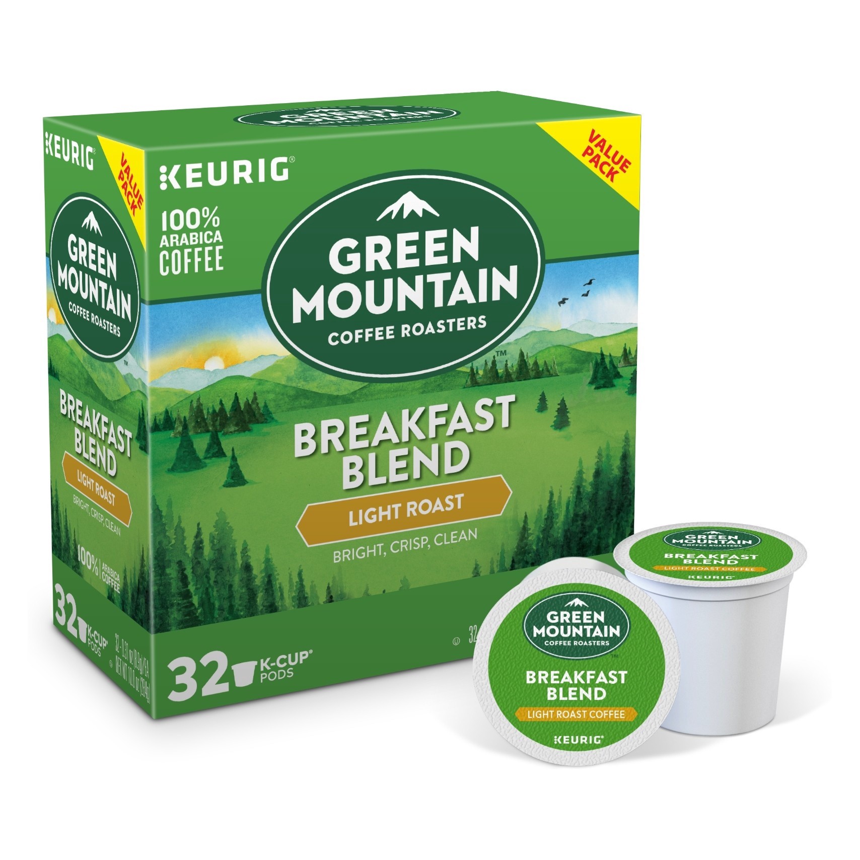 slide 1 of 9, Green Mountain Coffee Roasters Breakfast Blend Light Roast K-Cup Pods, 32 ct