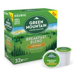 Green Mountain Coffee Roasters Breakfast Blend Keurig Single-Serve K-Cup Pods, Light Roast Coffee, 32 Count