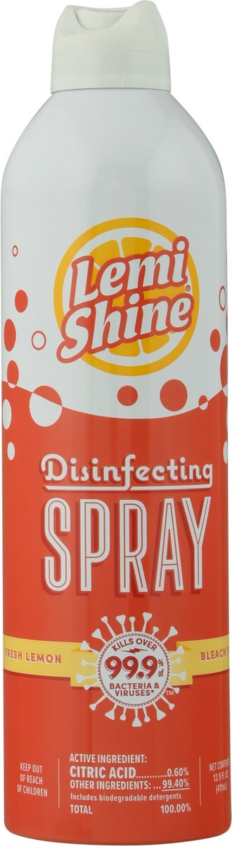 slide 1 of 10, Lemi Shine Bleach Free Fresh Lemon Disinfecting Spray 13.9 fl oz, 13.90 fl oz