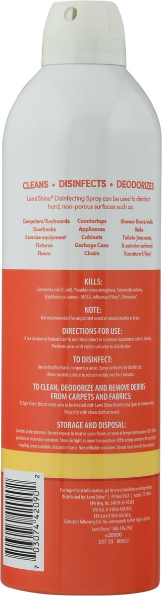 slide 10 of 10, Lemi Shine Bleach Free Fresh Lemon Disinfecting Spray 13.9 fl oz, 13.90 fl oz