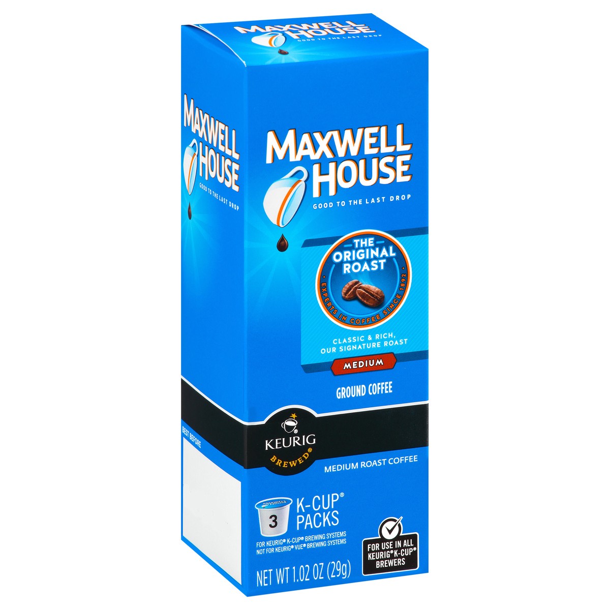 slide 4 of 12, Maxwell House The Original Roast Medium Roast K-Cup Coffee Packs, 3 ct Box, 1.02 oz