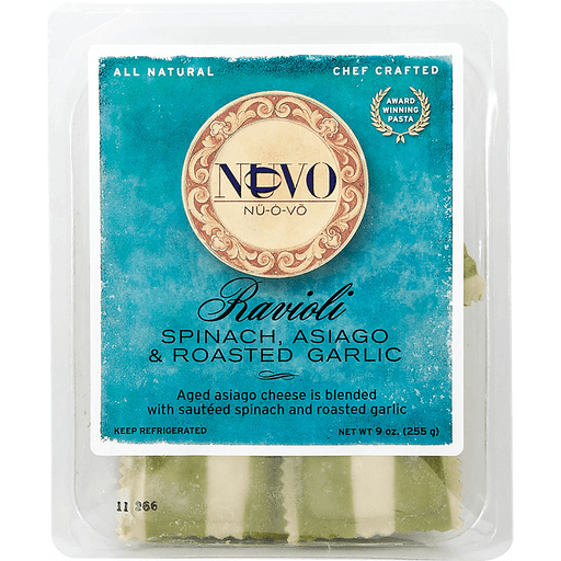 slide 1 of 1, Nuovo Ravioli Spinach Asiago Garlic Pasta, 9 oz