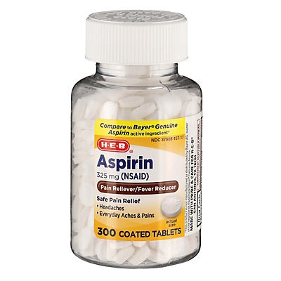 slide 1 of 1, H-E-B Aspirin 325 Mg Coated Tablets, 300 ct