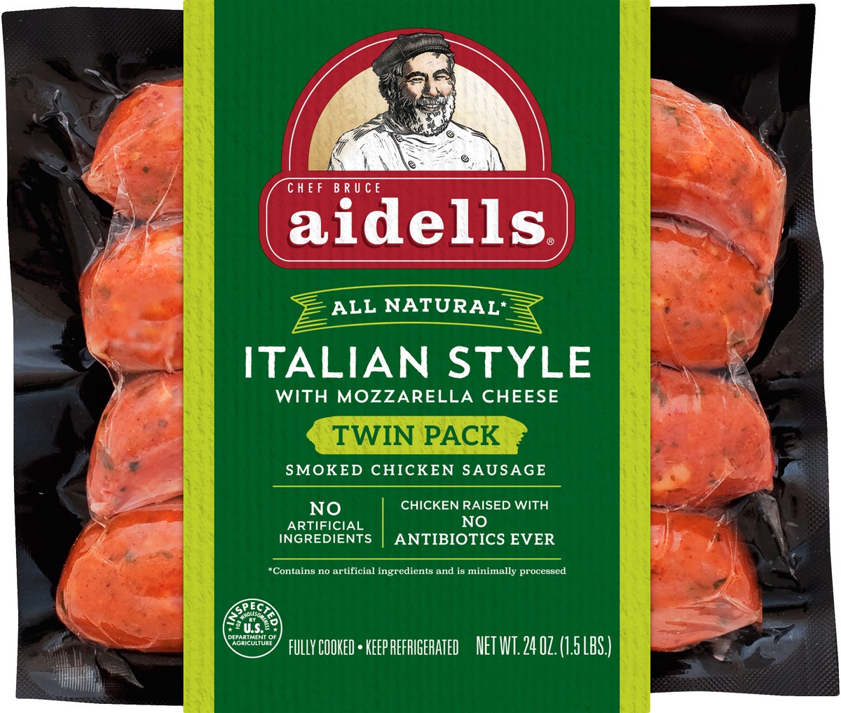 slide 3 of 5, Aidells Italian Style Chicken Sausage, 24 oz