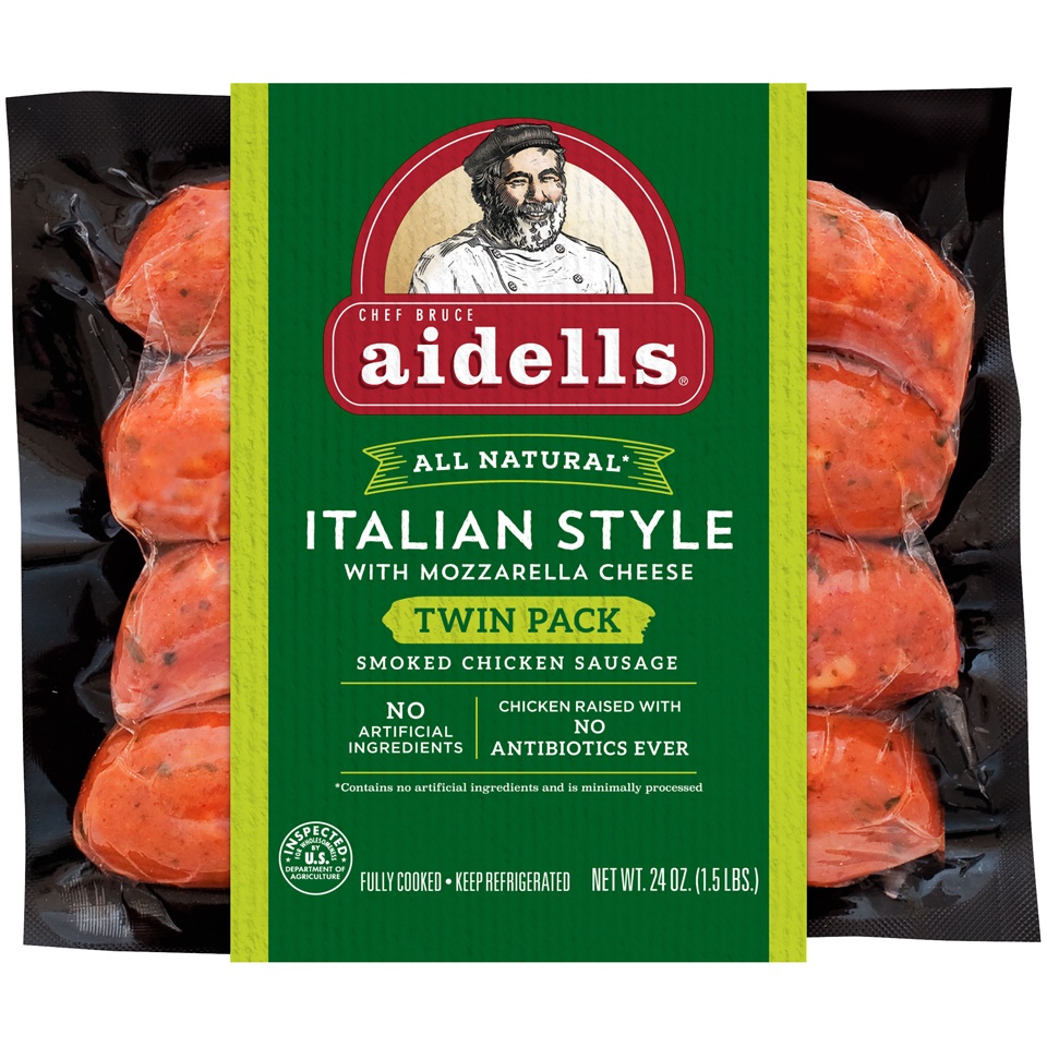 slide 1 of 1, Aidells Italian Style Chicken Sausage, 24 oz