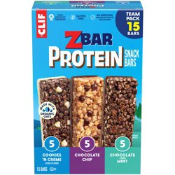 Zbar Protein - Chocolate Chip, Chocolate Flavored Mint, Cookies 'N Creme - Variety Pack - Crispy Snack Bars - Made with Organic Oats - Non-GMO - 5g Protein - Gluten Free Protein Bars (15 Pack)