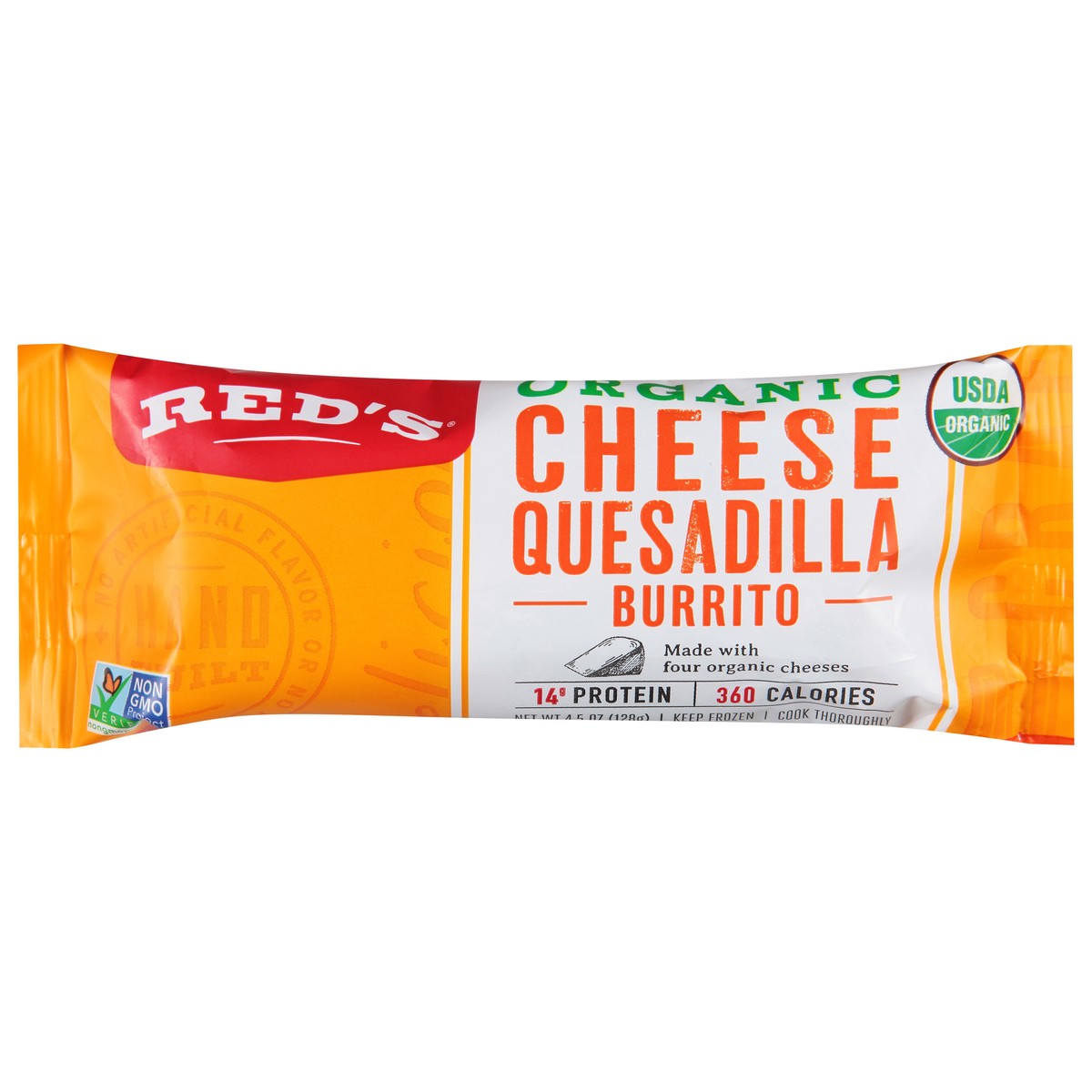 slide 1 of 1, Red's All Natural Red's Organic Cheese Quesadilla Burrito, 4.5 oz