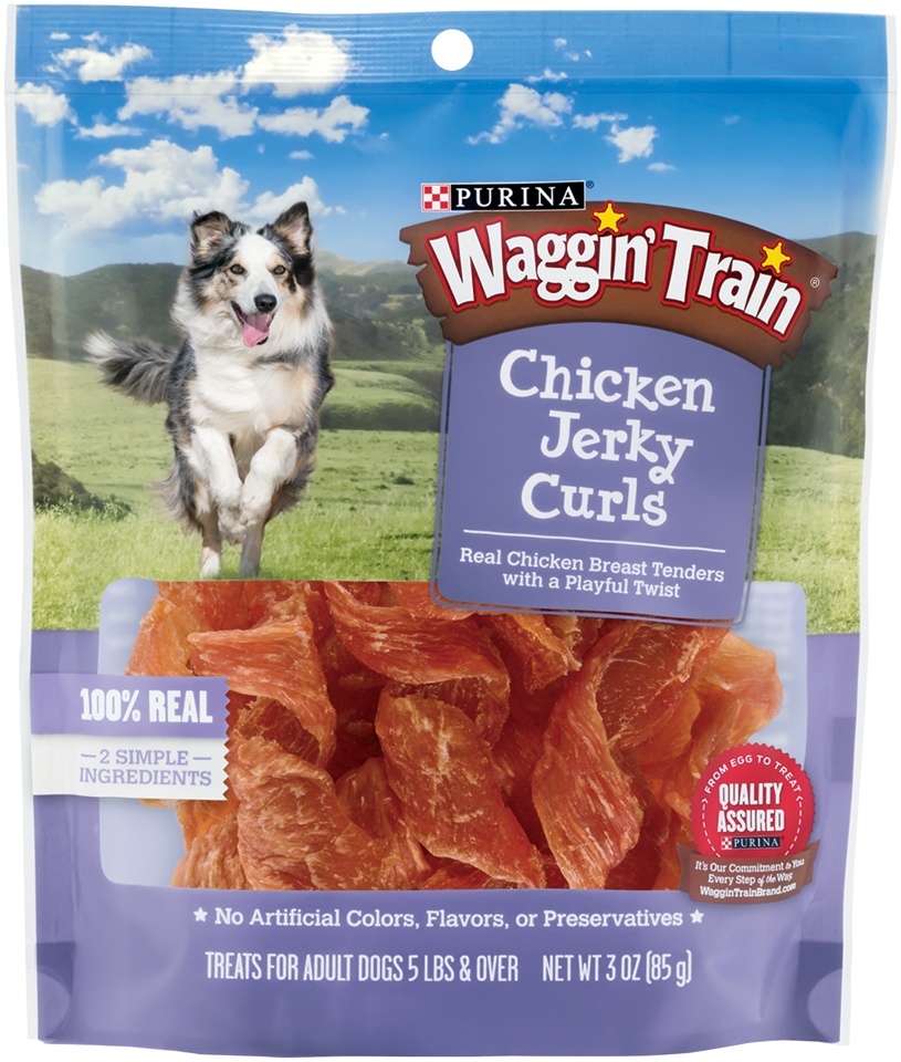 slide 1 of 1, Purina Waggin' Train Chicken Jerky Curls Dog Treats, 3 oz