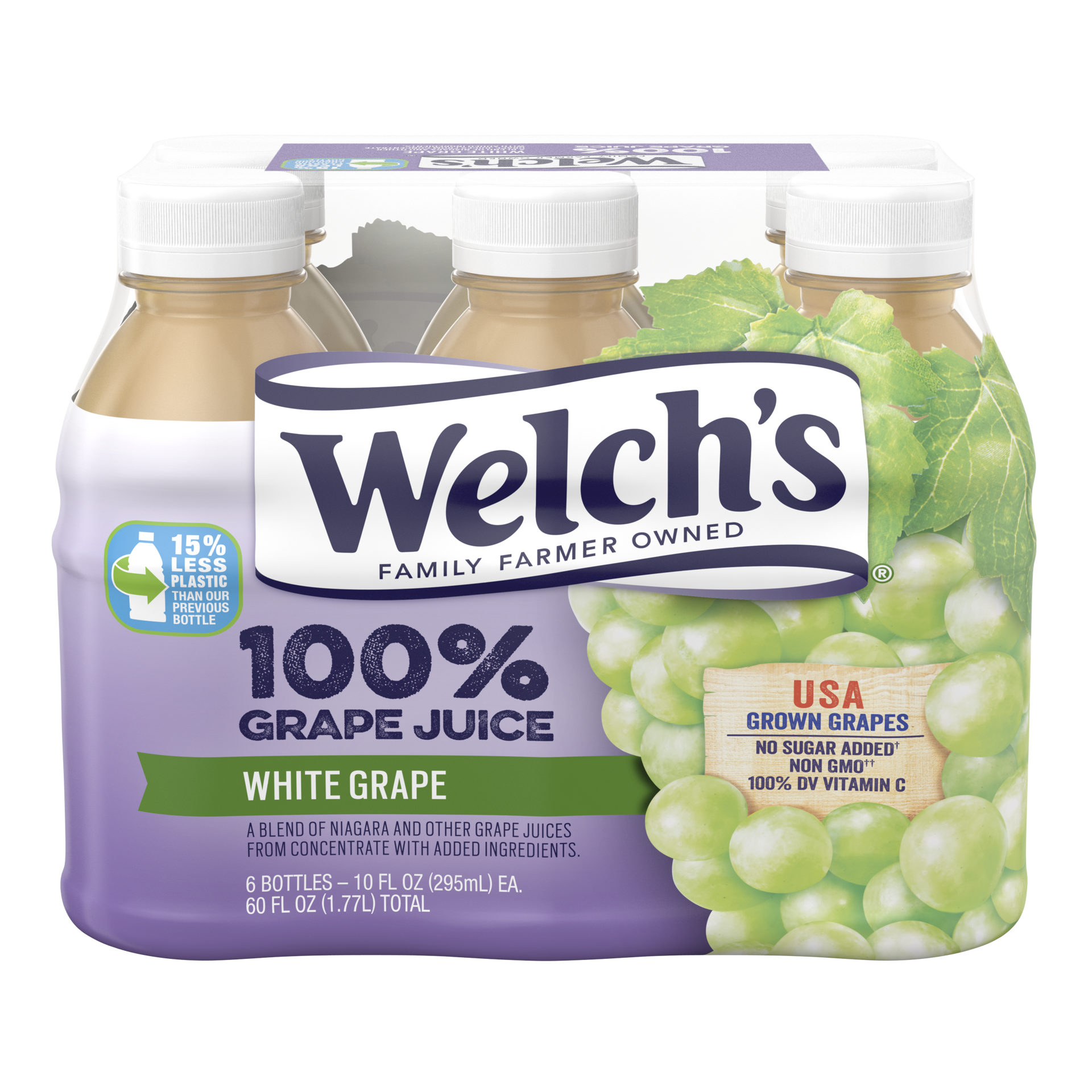 slide 3 of 5, Welch's 100% Grape Juice, White Grape, 10 Fl Oz On-the-Go Bottle (Pack of 6), 60 fl oz