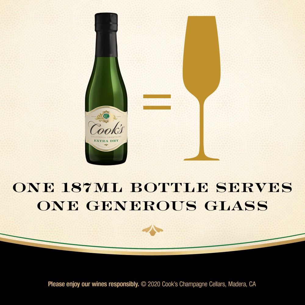 slide 6 of 7, Cook's California Champagne Extra Dry White Sparkling Wine, 4 pk 187 mL Mini Bottles, 25.28 fl. oz