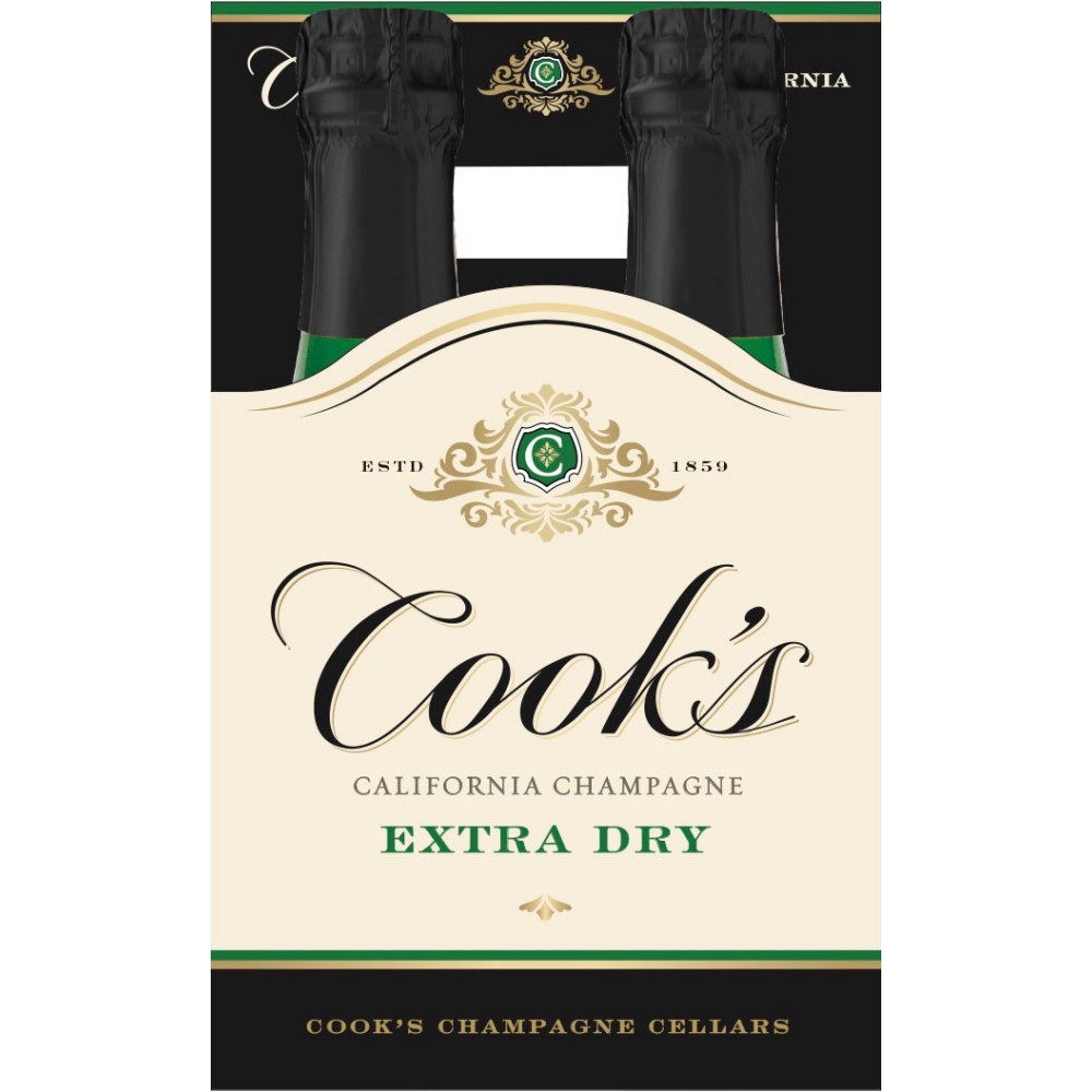 slide 1 of 7, Cook's California Champagne Extra Dry White Sparkling Wine, 4 pk 187 mL Mini Bottles, 25.28 fl. oz