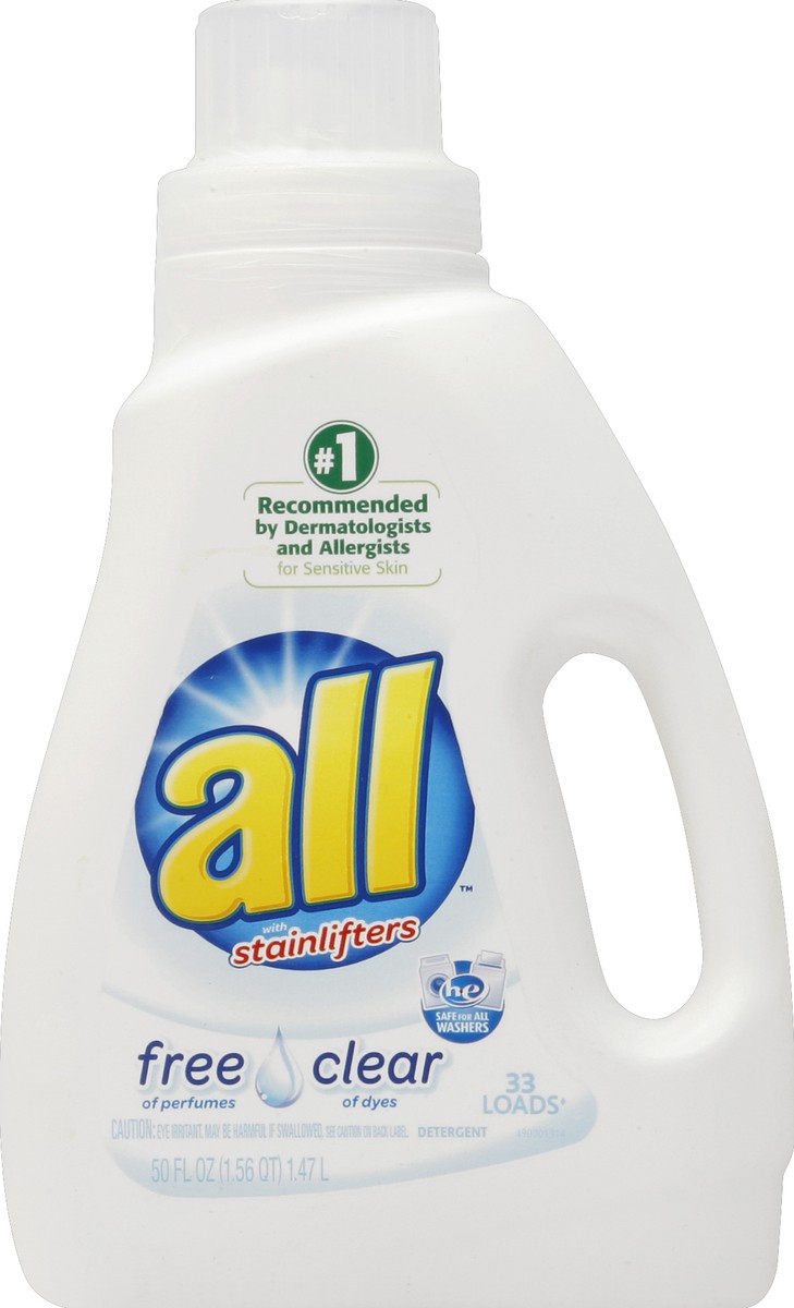 slide 5 of 6, All Free & Clear Laundry Liquid Detergent, 46.5 oz