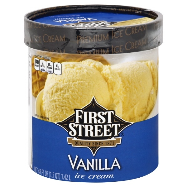 slide 1 of 1, First Street Vanilla Ice Cream, 48 oz