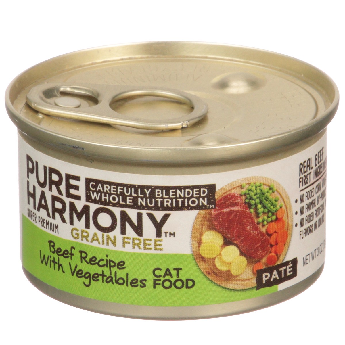 slide 4 of 9, Pure Harmony Grain Free Beef Recipe With Vegetables Pate Cat Food, 3 oz