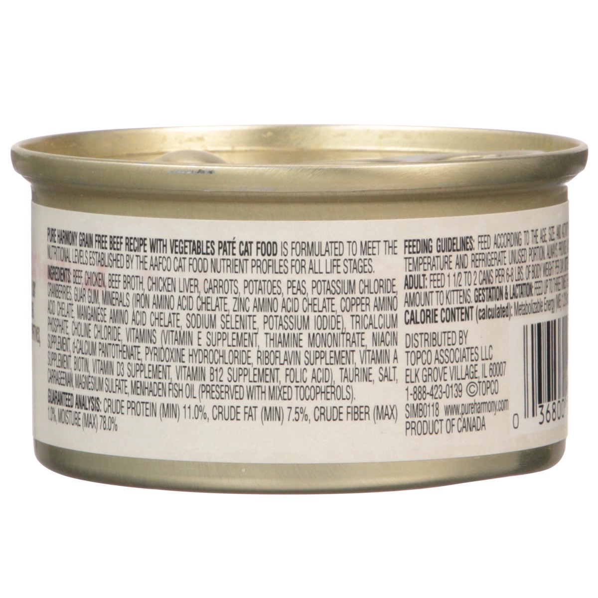 slide 3 of 9, Pure Harmony Grain Free Beef Recipe With Vegetables Pate Cat Food, 3 oz