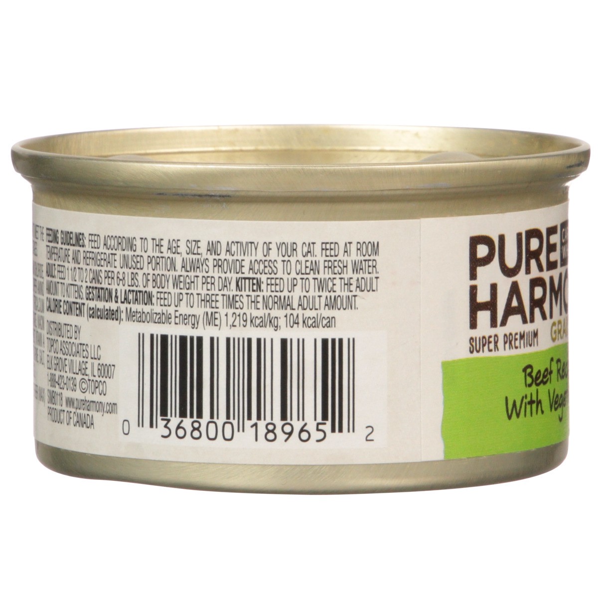 slide 9 of 9, Pure Harmony Grain Free Beef Recipe With Vegetables Pate Cat Food, 3 oz