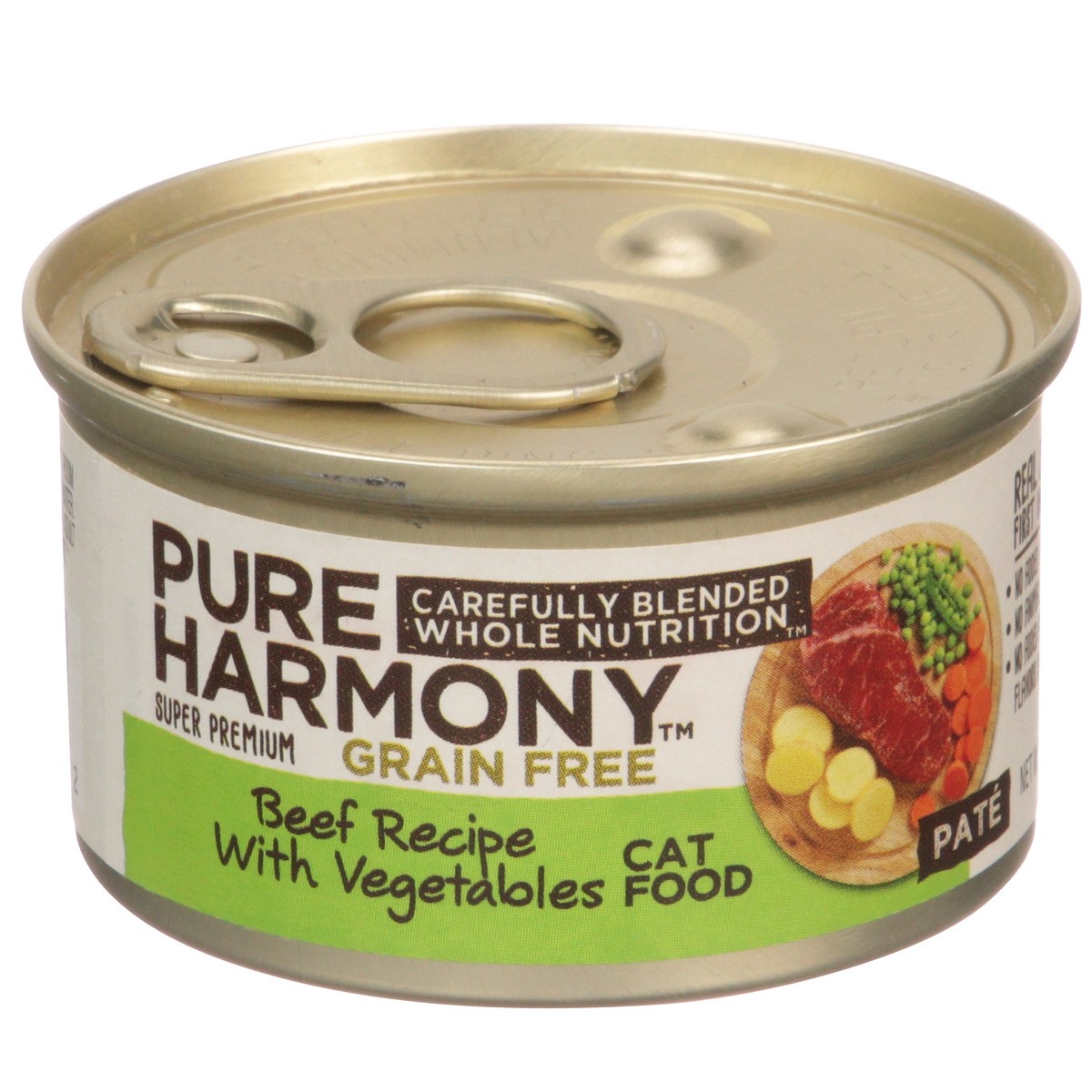 slide 1 of 9, Pure Harmony Grain Free Beef Recipe With Vegetables Pate Cat Food, 3 oz