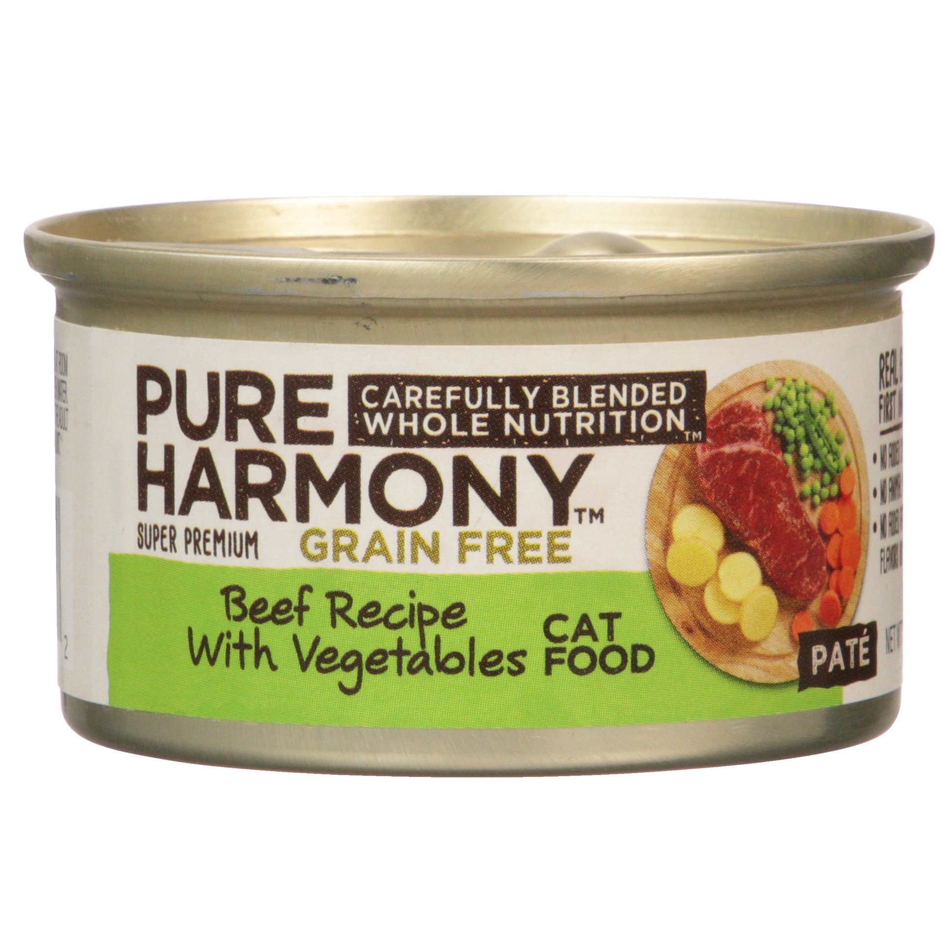 slide 1 of 6, Pure Harmony Pate Super Premium Grain Free Beef Recipe with Vegetables Cat Food 3 oz, 3 oz