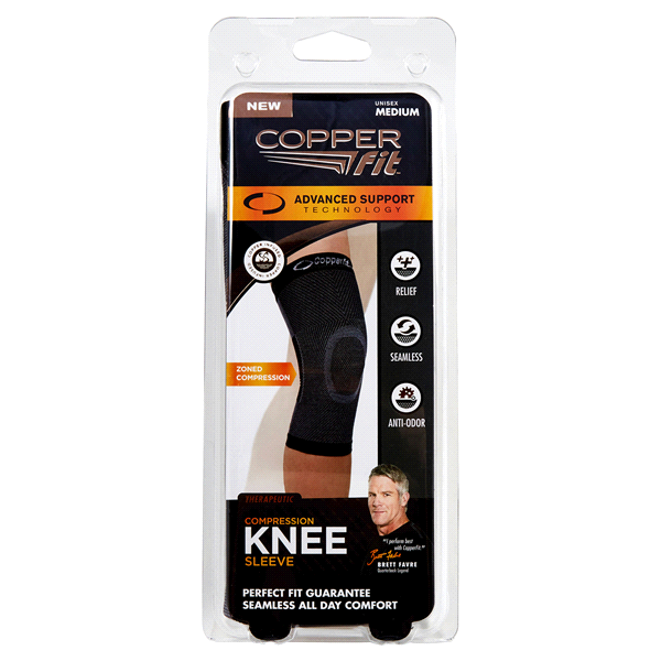 slide 1 of 1, Copper Fit Advanced Knee Compression Sleeve, Medium, 1 ct