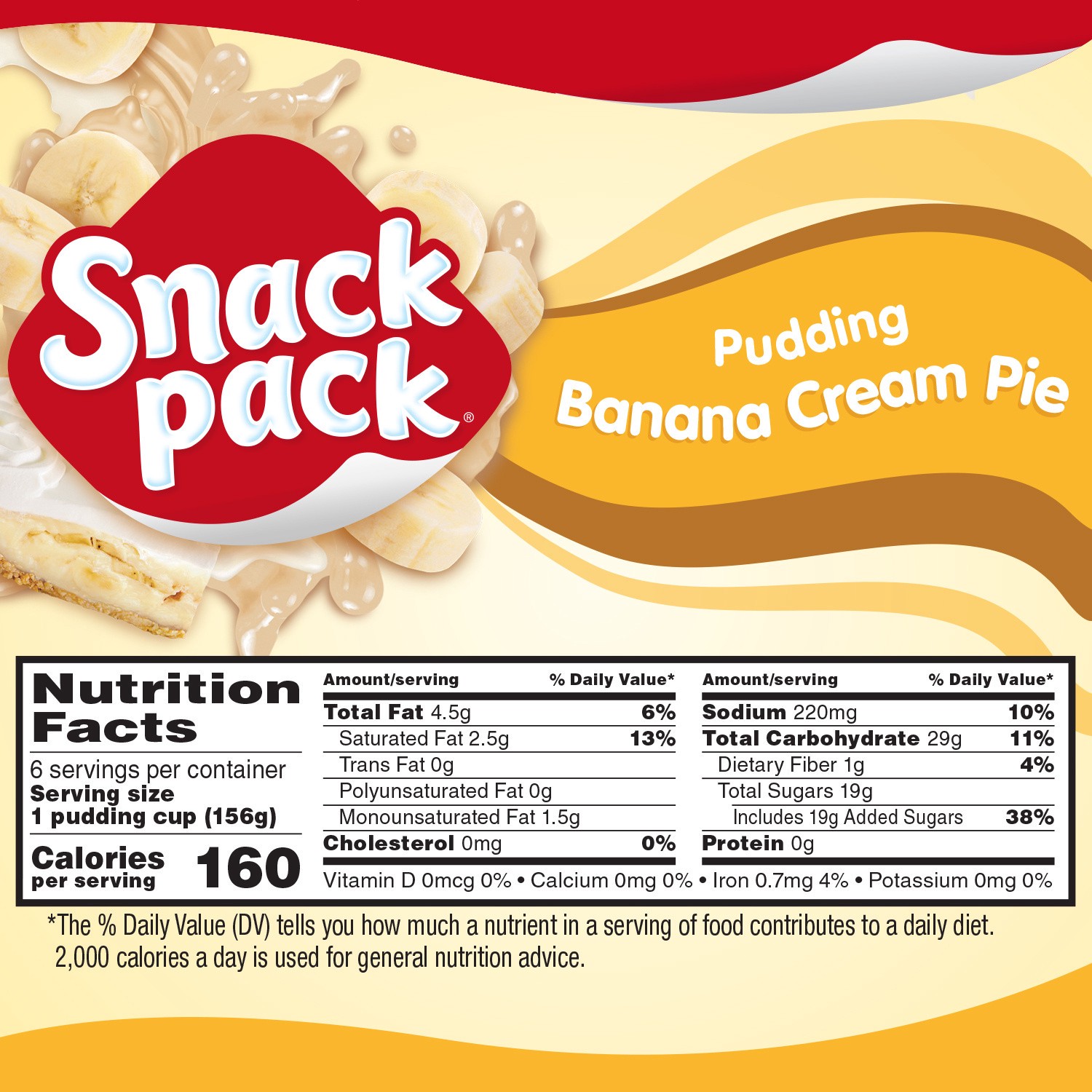 slide 3 of 5, Snack Pack Banana Cream Pie Pudding Super Size Cup/Tub/Bowl 6 ea, 6 ct