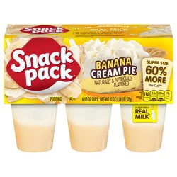 Snack Pack Super Size Banana Cream Pie Flavored Pudding, 5.5 oz Pudding Cups, 6 Count, 8 Pack
