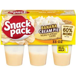 Snack Pack Super Size Banana Cream Pie Flavored Pudding, 5.5 oz Pudding Cups, 6 Count, 8 Pack