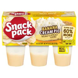 Snack Pack Super Size Banana Cream Pie Flavored Pudding, 5.5 oz Pudding Cups, 6 Count, 8 Pack
