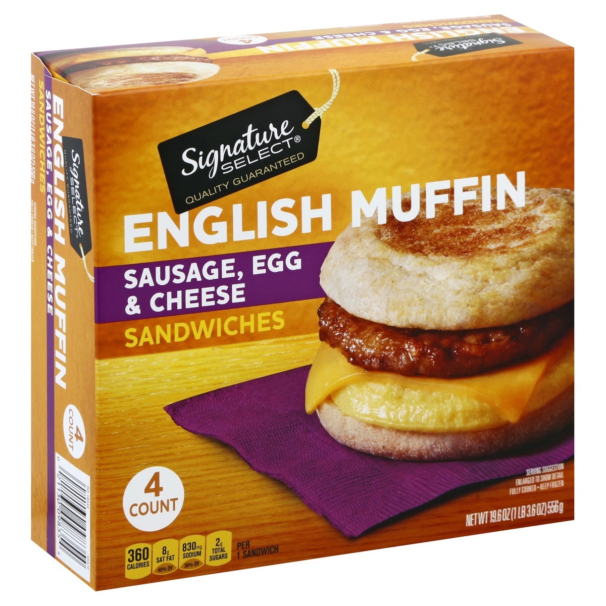 slide 1 of 1, Signature Select Sausage Egg Cheese Muffin Sandwich - 19.6 Oz, 4 ct