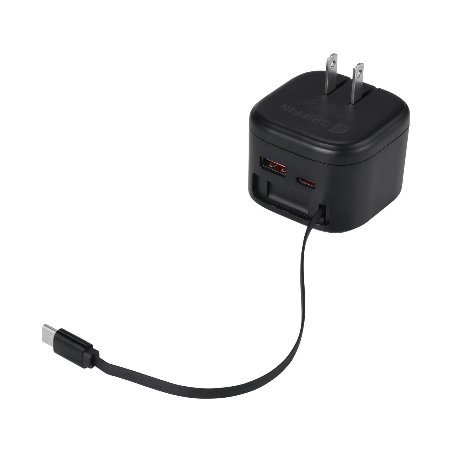 slide 2 of 4, Griffin Bros. 35w Pd Dual Wall Charger With Retractable C Cable, 1 ct