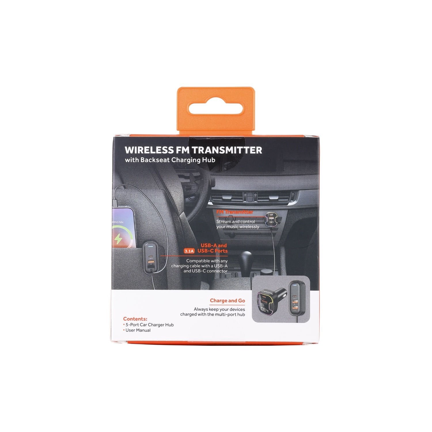 slide 2 of 4, Griffin Bros. Fm Transmitter With 3-Port Back Seat Charging Hub, Black, 1 ct