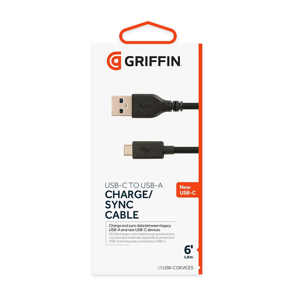 slide 3 of 3, Griffin Bros. USB-C to USB-A Charge/Sync Cable 1 ea, 1 ct