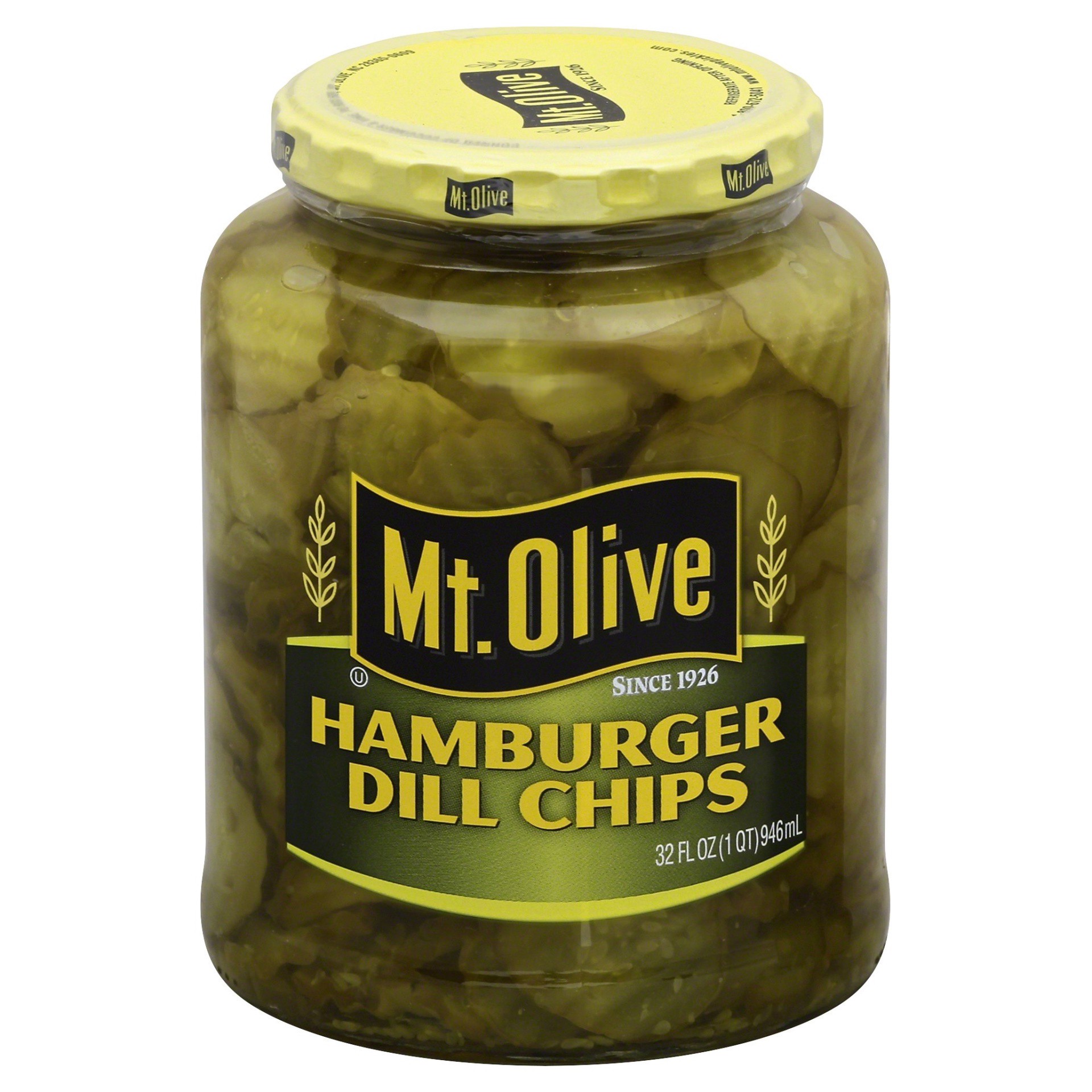 slide 1 of 6, Mt. Olive Chips Hamburger Dill Chips Pickles 32 Ounces, 32 oz