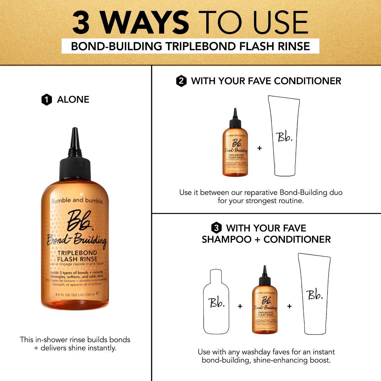 slide 8 of 10, Bumble and bumble Mini Bond-Building TripleBond Flash Rinse for Damaged Hair 1.8 oz/250 mL,