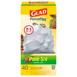 Glad ForceFlex Tall Kitchen Drawstring Trash Bags Pine-Sol Original Scent