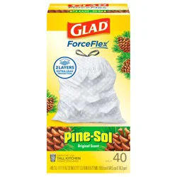Glad ForceFlex Tall Kitchen Drawstring Trash Bags Pine-Sol Original Scent