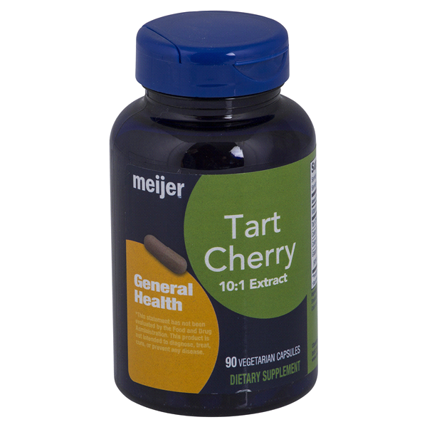 slide 1 of 1, Meijer Tart Cherry 10:1 extract, 90 Vegetarian Caplets, 90 ct