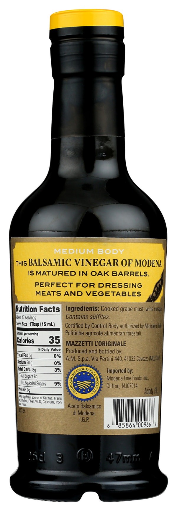 slide 3 of 5, Mazzetti l'Originale Gold Label Medium Body Gold Label Balsamic Vinegar of Modena 8.45 fl oz, 8.45 fl oz