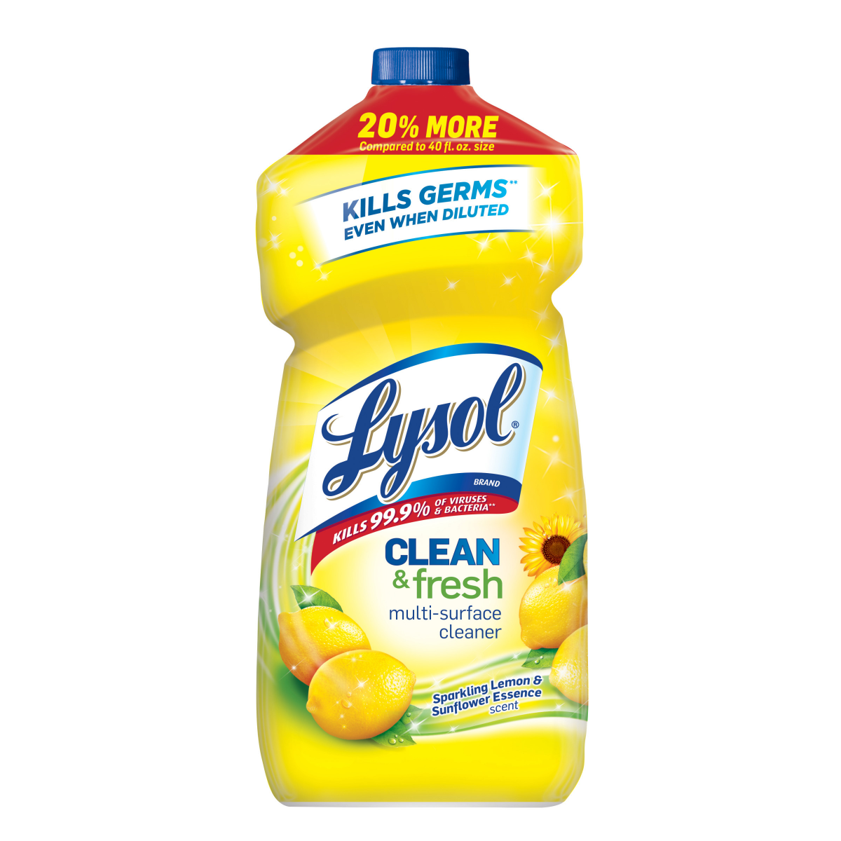 slide 1 of 1, Lysol Power Clean Concentrated Sparkling Lemon & Sunflower Essence Scent Multi-Surface Cleaner 28 fl oz, 28 fl oz