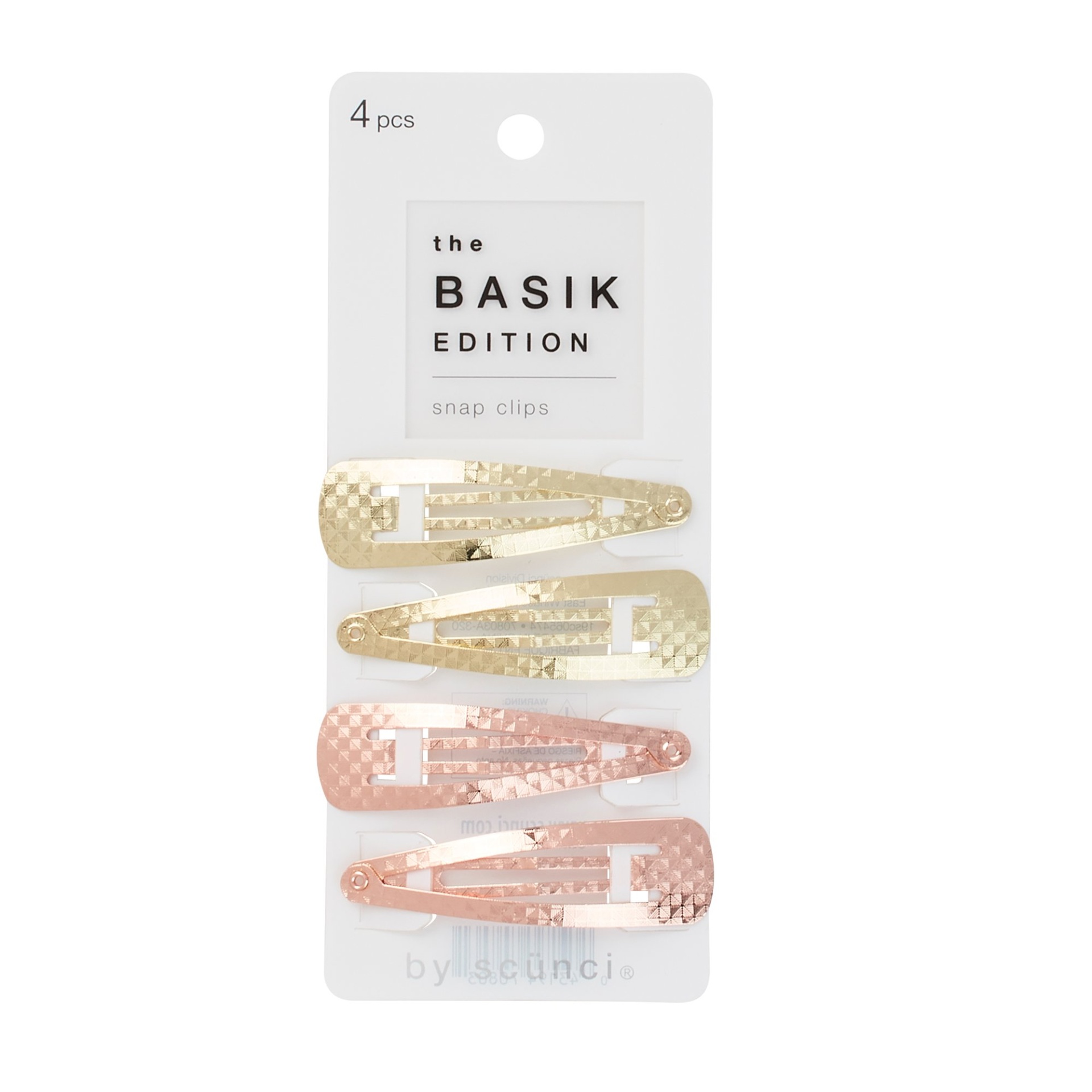 slide 1 of 1, Basik Edition Metal Textured Snap Clips, 4 ct
