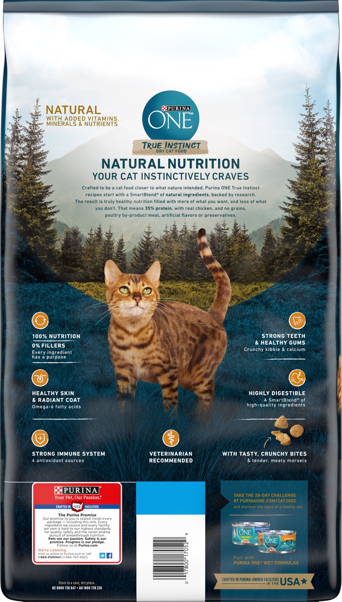 slide 7 of 9, Purina ONE Natural, High Protein, Grain Free Dry Cat Food, True Instinct With Real Chicken - 6.3 lb. Bag, 6.3 lb