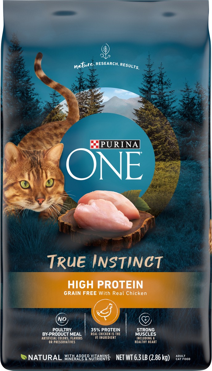 slide 3 of 9, Purina ONE Natural, High Protein, Grain Free Dry Cat Food, True Instinct With Real Chicken - 6.3 lb. Bag, 6.3 lb