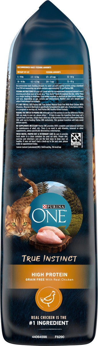 slide 5 of 9, Purina ONE Natural, High Protein, Grain Free Dry Cat Food, True Instinct With Real Chicken - 6.3 lb. Bag, 6.3 lb